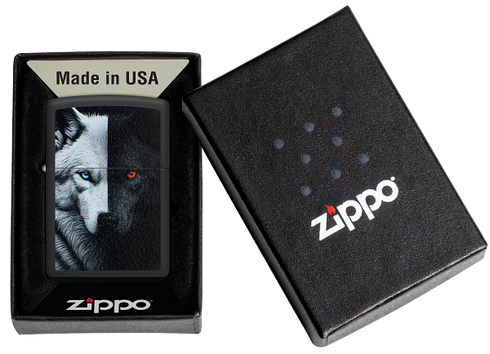 Zippo 46694 vžigalnik Dual Inner Wolf, Black Matte