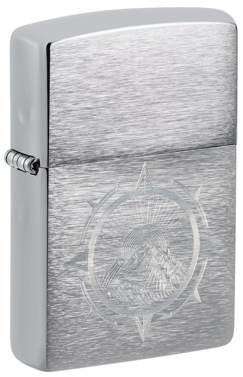 Zippo 47455 vžigalnik Mountains Compass, Brushed Chrome