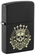 Zippo 47529 vžigalnik Skull With Crown, Black Matte