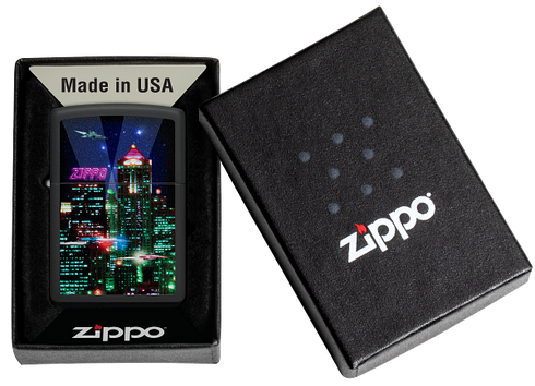 Zippo 48506 vžigalnik Cyber City, Black Matte