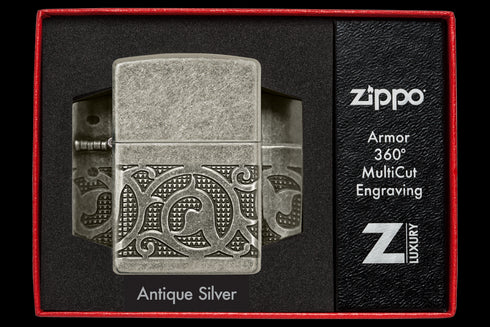 Zippo vžigalnik 49290 Pattern Armor Antique Silver