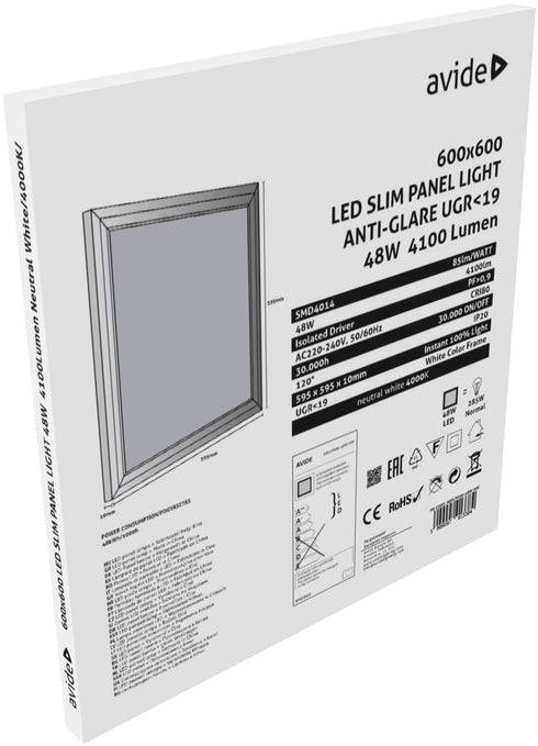 Avide 913384 Panel LED Slim 48W 4000K 4100lm 600X600X10mm Lifud UGR NI PODATKOV NA AT
