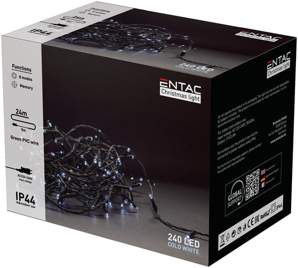 Entac 978901 Novoletne lučke - vrv bela 240 LED 24 m