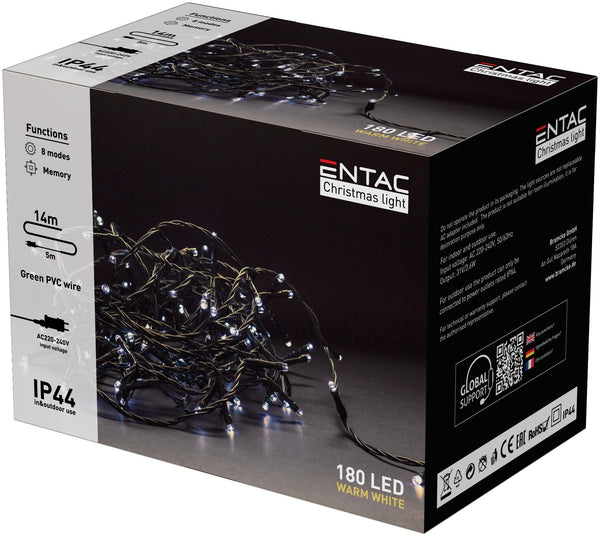 Entac 980126 Lučke novoletne vrv bela 180 LED 14 m