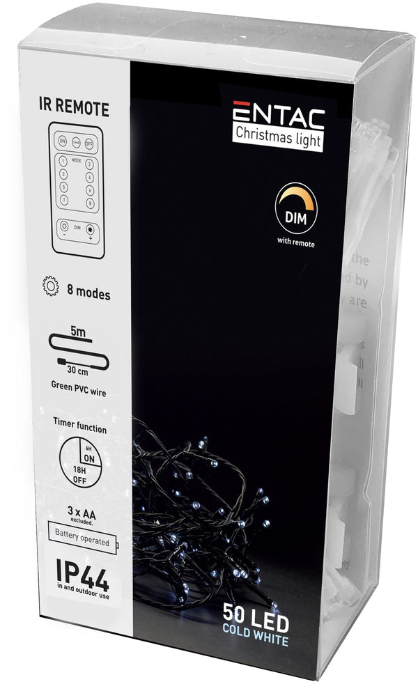 Novoletne lučke - večbarvna vrv IR 50 LED 5 m 3xAA