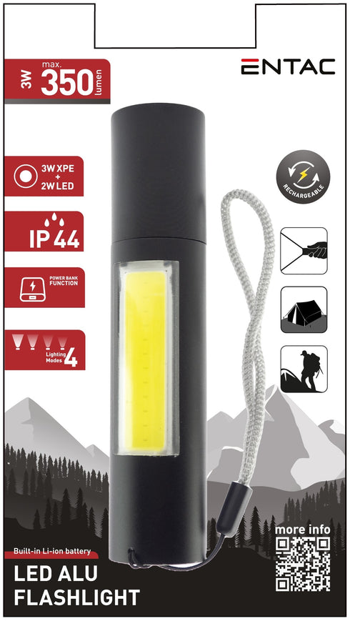 Entac 982144 Polnilna svetilka 3W XPE + 2W LED 350lm IP44