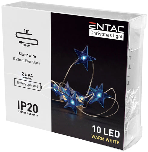 Entac 984827 Novoletne lučke - modre zvezde 10 LED 1,3 m 2xAA