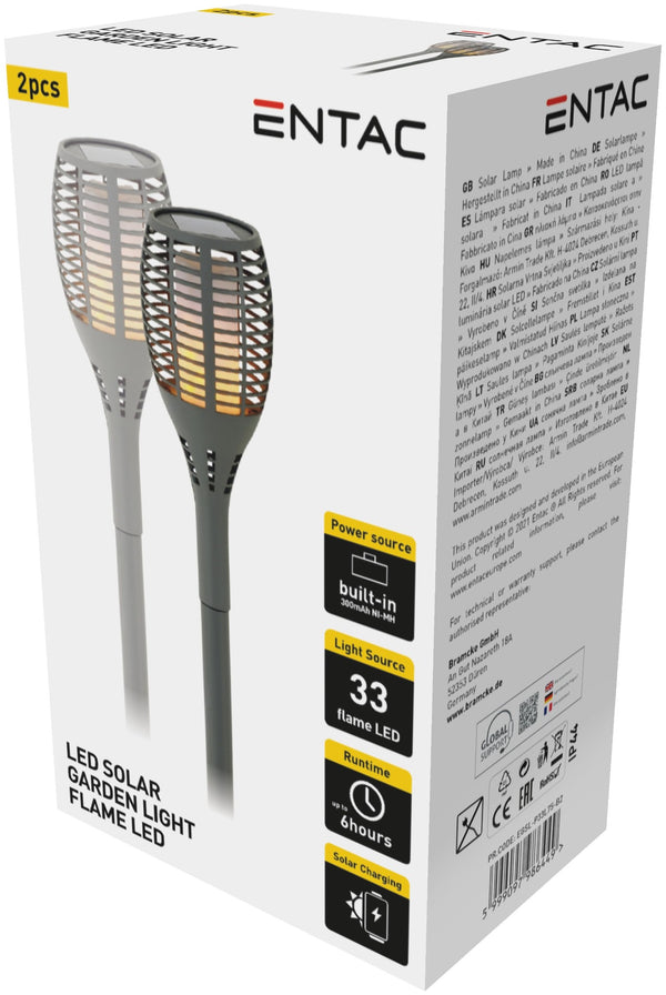 Entac 986449 Solarna svetilka efekt plamena 56 cm 33 LED IP44 (2 v škatli)