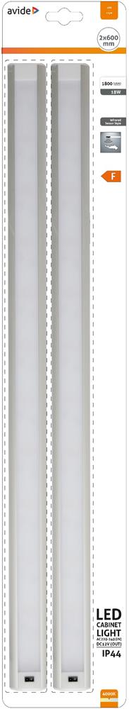 Svetilka Cabinet 9W LED SMD 4000K 900lm IP44 2X600x40x9mm Sensor ABLSCAB-60NW-BL2