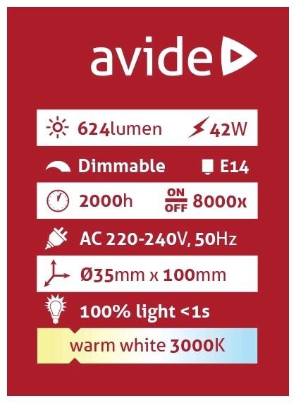 Žarnica halogen svečka 42W E14 2000h ACH14WW-42W