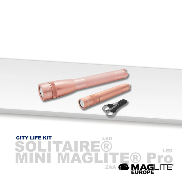 Maglite set City Life SX45057L – Mini Pro + Solitaire (Rožnato zlata)