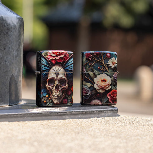 Zippo 46848 vžigalnik Floral Butterfly Skull