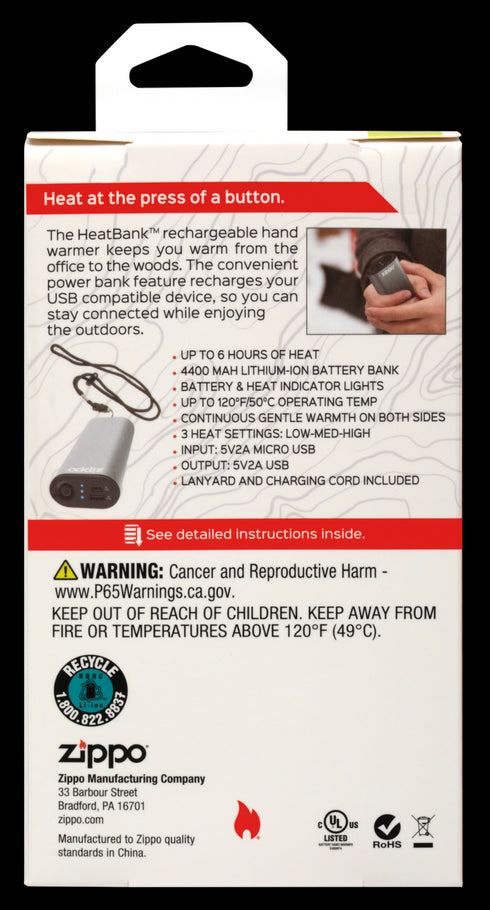 Zippo 2007390 HeatBank™ 6 - Polnilni grelec in Power Bank, Srebrn