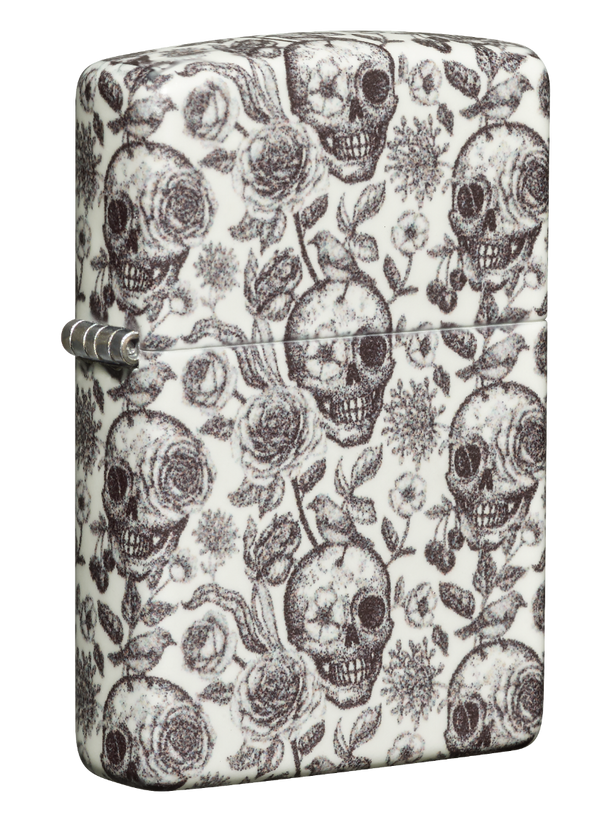 Zippo vžigalnik 49458 Skulls & Flowers, Glow in the Dark