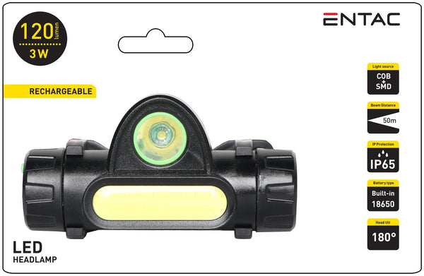 Entac 984360 Naglavna svetilka LED 3W 180°