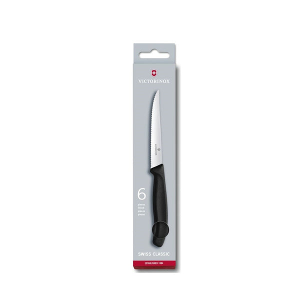 Victorinox 6.7233.6 Set nožev za zrezke 6v1, nazobčan črn 12 cm