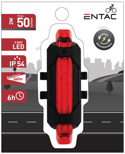 Svetilka za kolo polnilna 2W 360m Li-Polymer rdeča EBL-2W-RED
