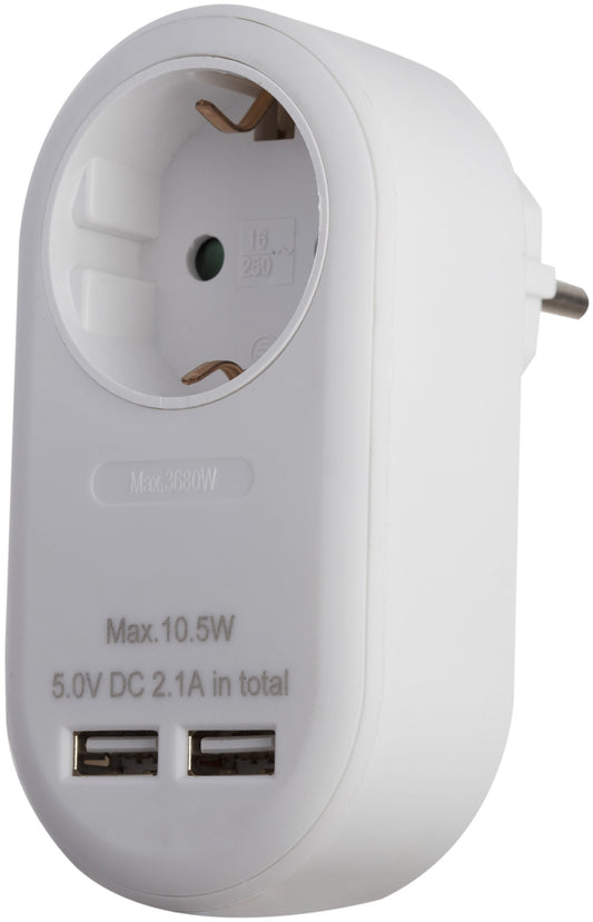 Entac 984728 Razdelilec 1x 16A in 2x USB bel